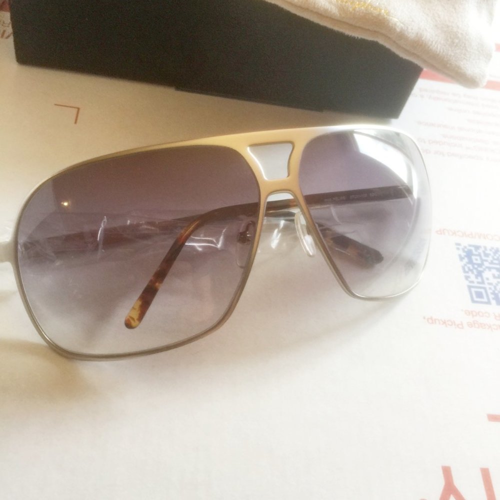 3.1 Phillip Lim "FELIPE" metal frame thin arm tip faded lens aviator sunglasses